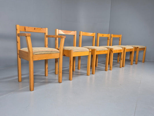 5 Vintage 1970s pine dining chairs and stool Retro Kitsch EB9388 MDIN - UKDK FURNITURE