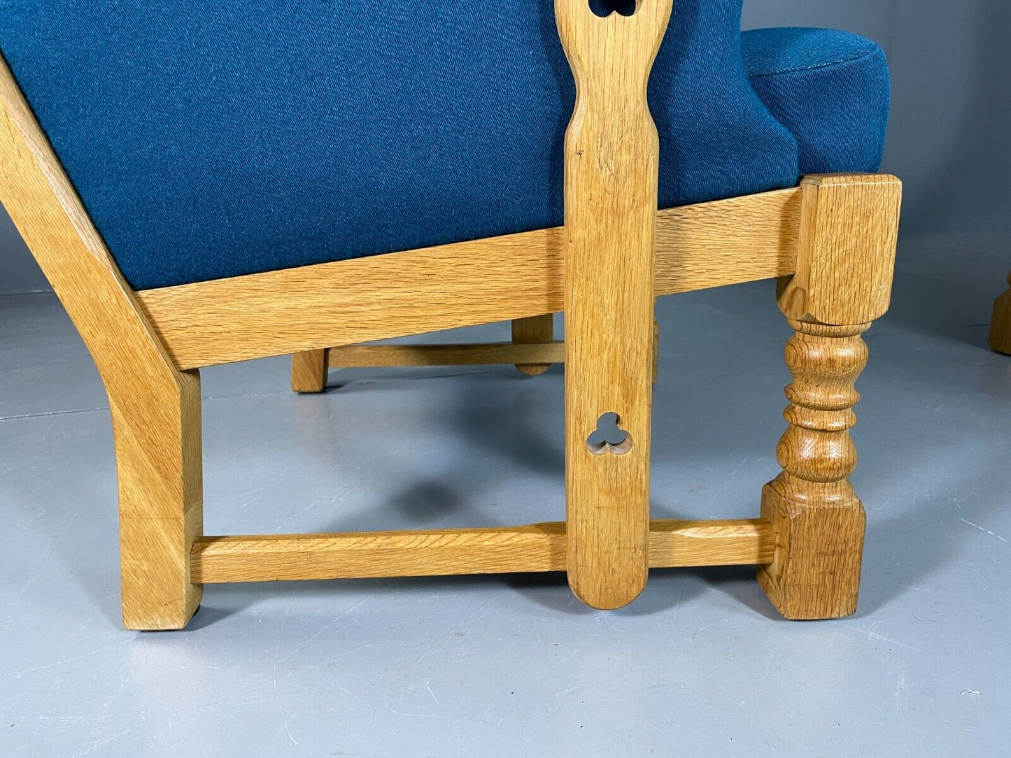 2 Vintage Danish Lounge Chairs Blue Oak Kjaernulf Retro EB6718 MNOR - UKDK FURNITURE