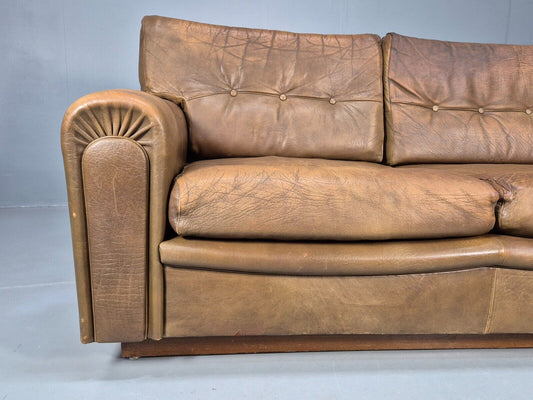 Vintage Swedish 3 Seat Sofa Tan Leather Norrell Retro MCM 1970s EB7707 M3SS - UKDK FURNITURE