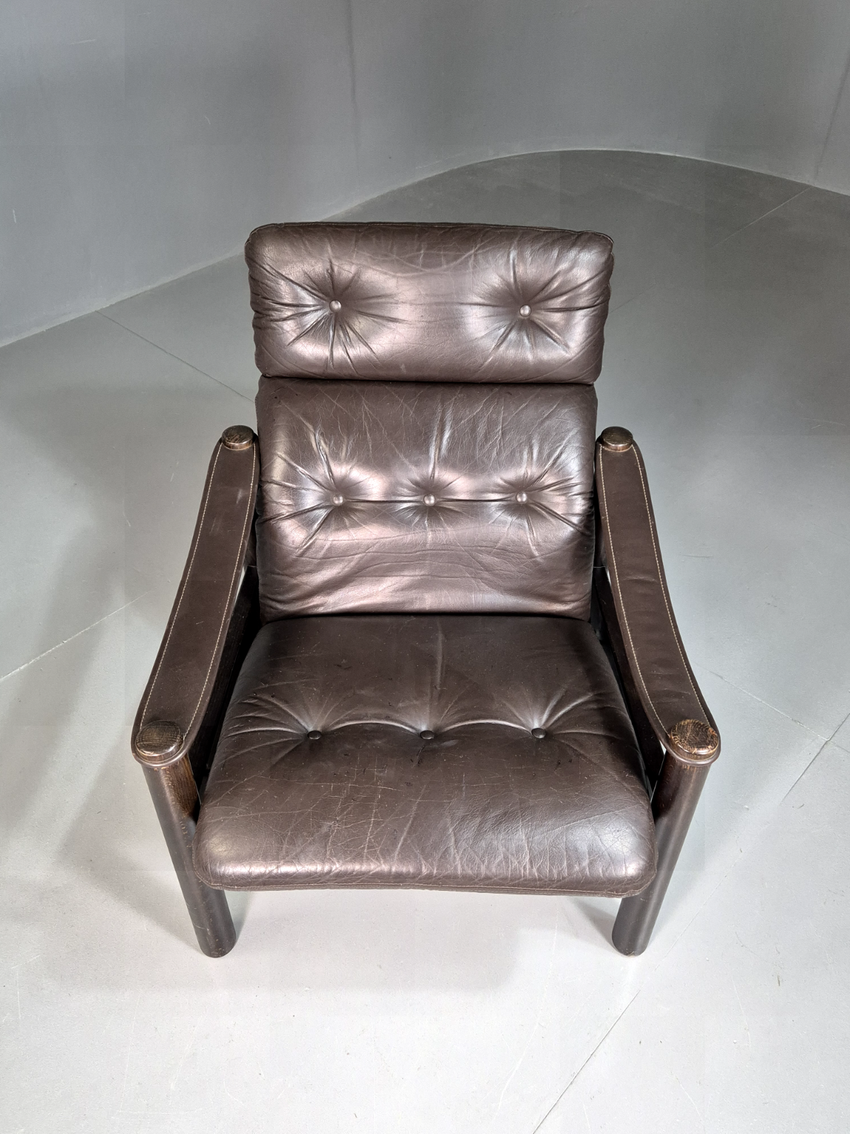 Vintage Danish Lounge Chair Brown Leather Ebbe Gehl Design Retro MCM EB7215 MNOR - UKDK FURNITURE