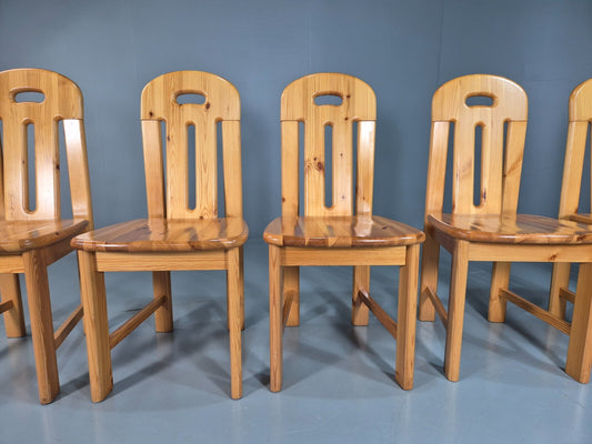 6 Vintage Italian Pine Dining Chairs Effezeta 1970s Brutalist Retro EB7930 MDIN - UKDK FURNITURE