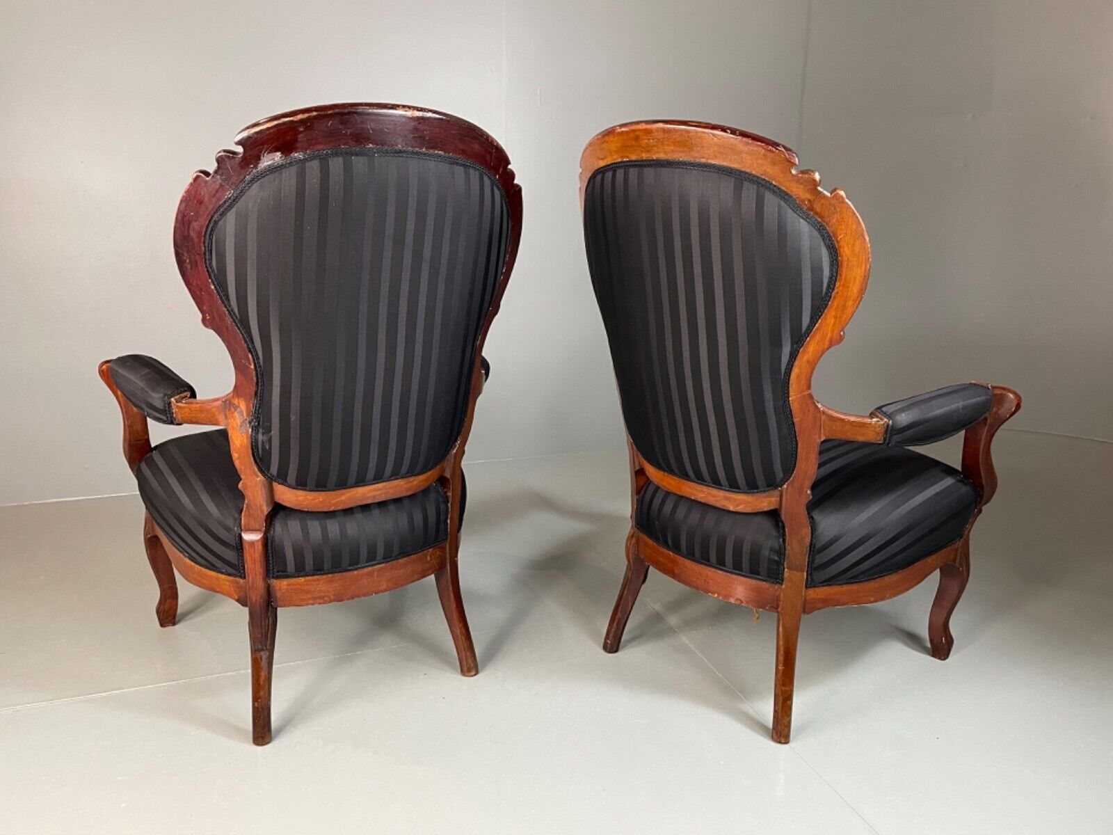EB4818 Two Danish Balloon back Mahogany Framed Chairs, Antique, Vintage VCAR - UKDK FURNITURE