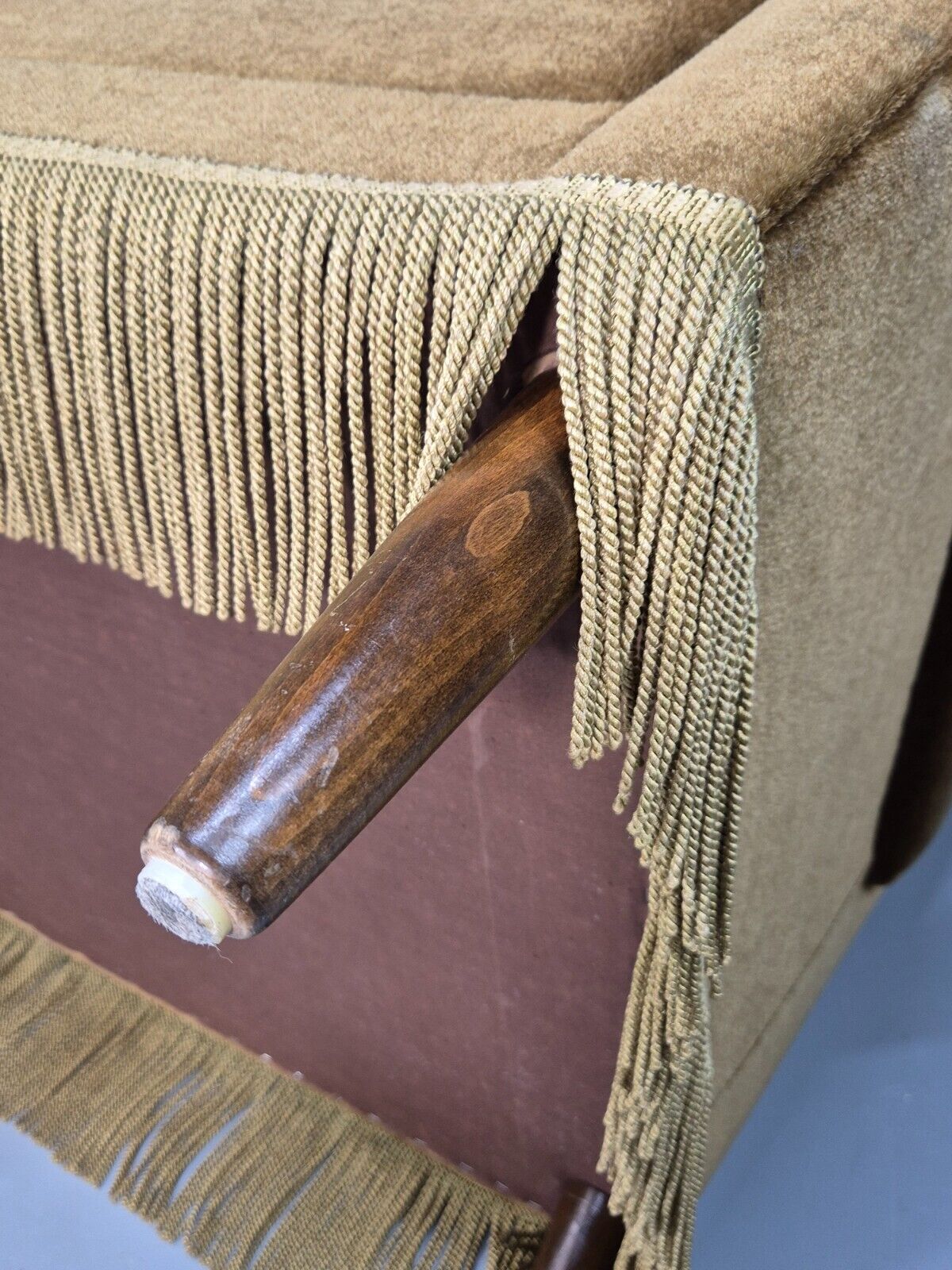 Vintage Danish Mid Century Lounge Chair Green Velour and Tassels MCM EB9041 MNOR - UKDK FURNITURE
