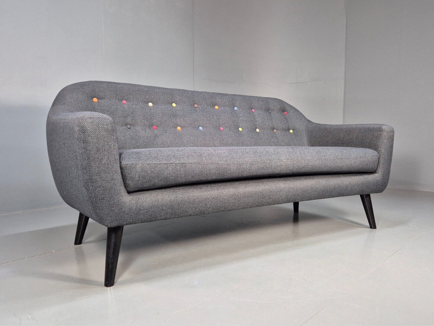 Vintage Made.Com Scandinavian style Sofa Charcoal Grey Retro EB8452 M3SS - UKDK FURNITURE