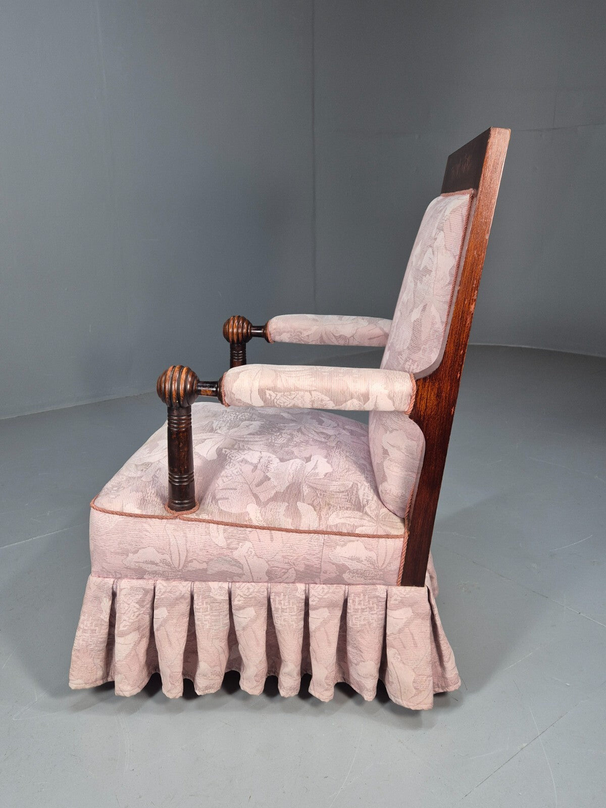 Antique Danish Empire Style Lounge Chair Floral Pink Upholstery EB9039 VCLO - UKDK FURNITURE