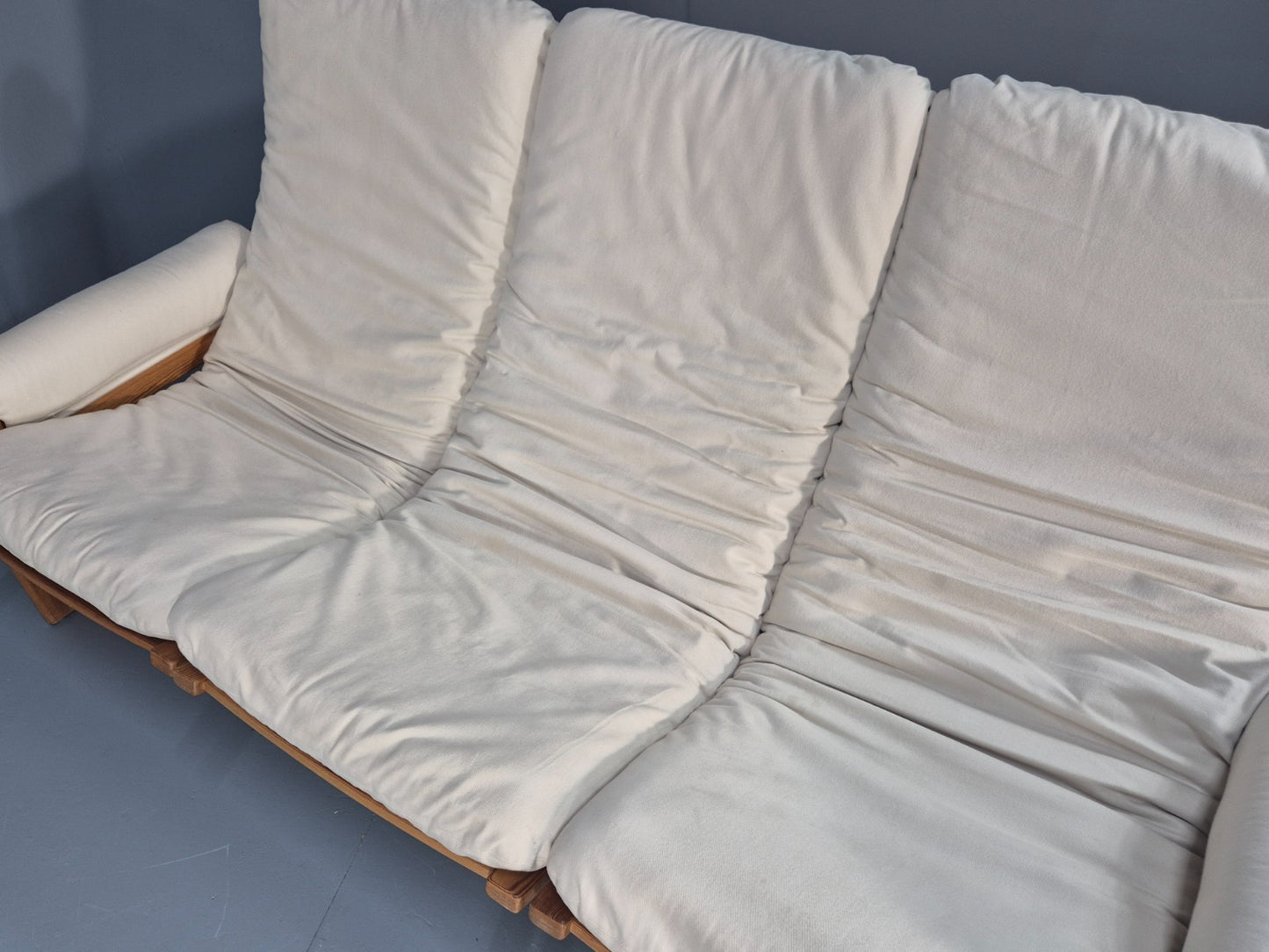 Swedese Pine Three Seater Settee  Canvas Cover Yngve Ekstrom 1970s EB10638 M3SS21