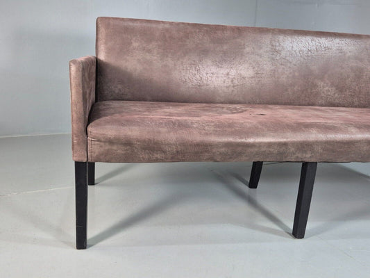 Danish Brown Suede Leather 3 Seat Sofa EB7451 M3SS - UKDK FURNITURE