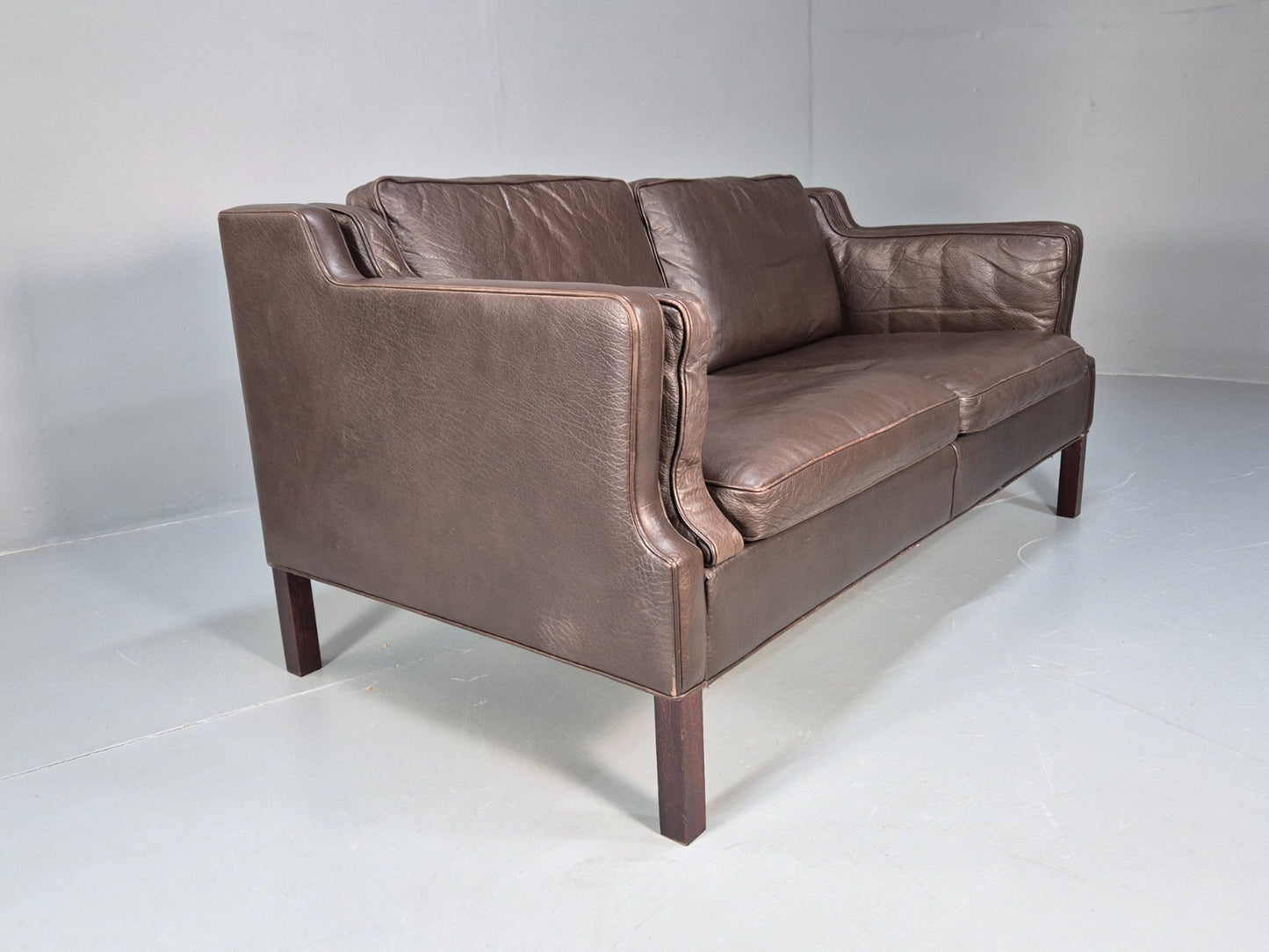 Midcentury Two Seater Sofa Brown Leather Vintage Danish 1970s Retro EB10101 M2SS10