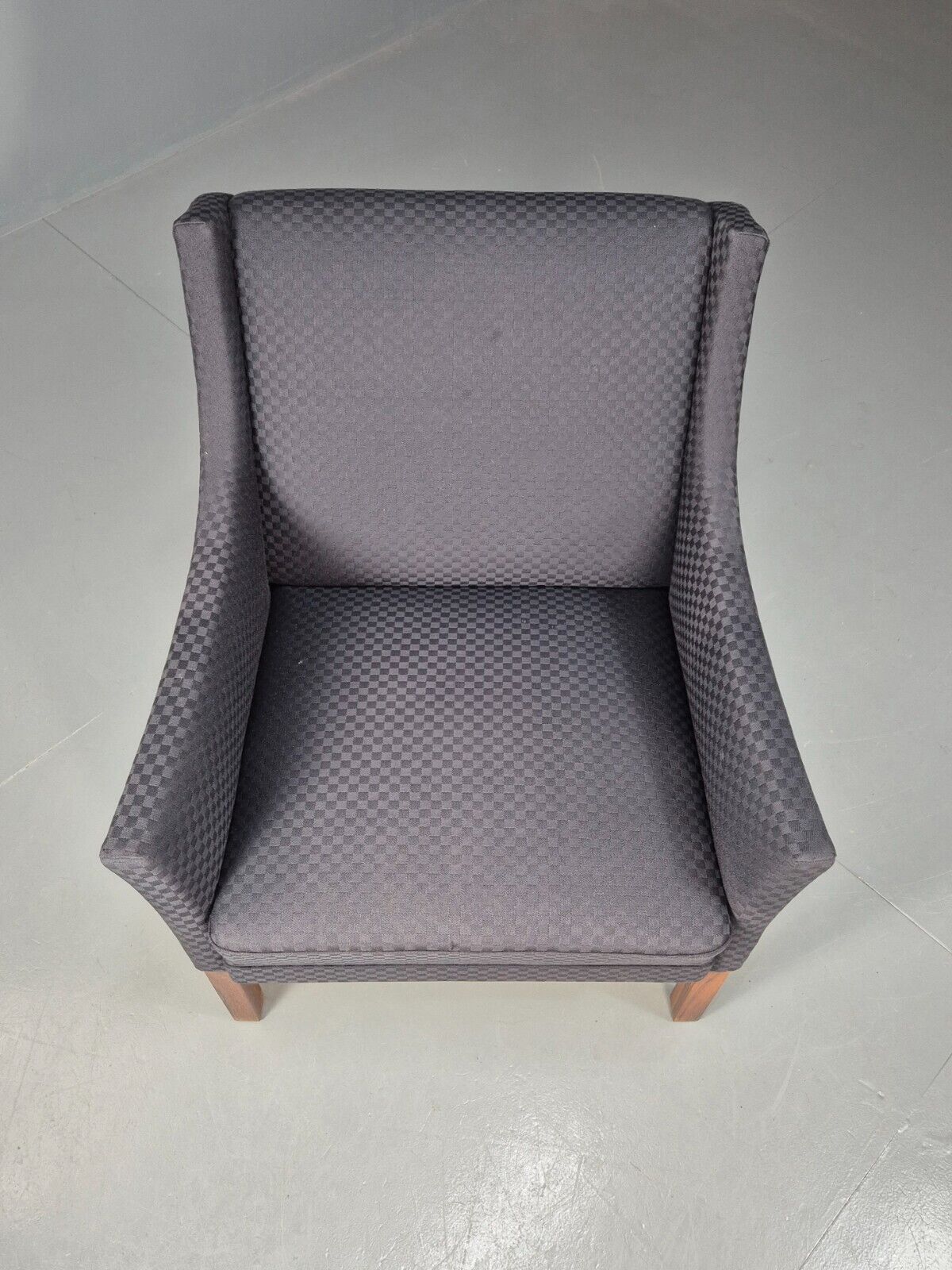Vintage Danish Lounge Chair Blue Check Cotton 1960s Retro MCM EB8694 MNOR - UKDK FURNITURE