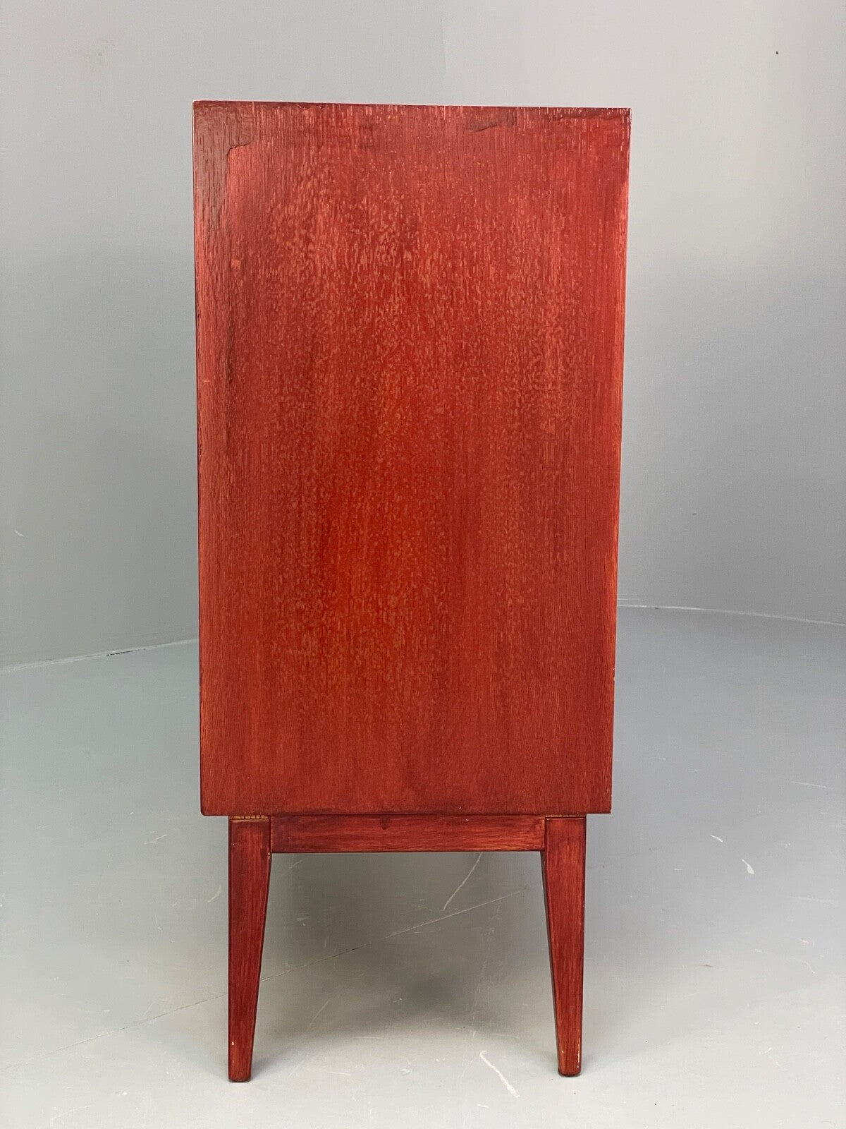 Vintage 1960s Oak Bookcase Red Stained Glazed Front Adjustable Shelf EB9763 MWOO - UKDK FURNITURE