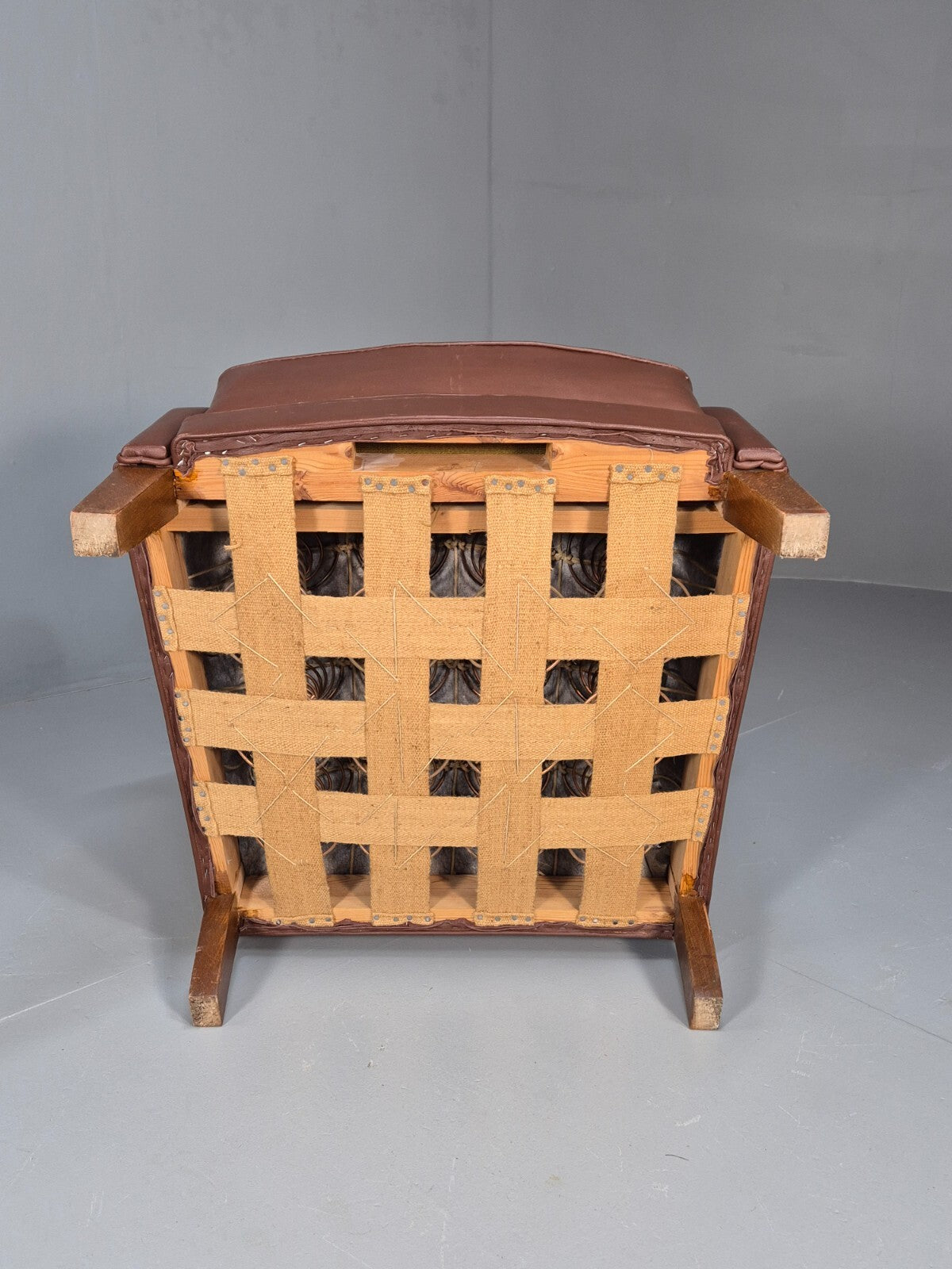 Vintage Danish Wingback Armchair Brown Leather Button Detail EB8782 VLEA - UKDK FURNITURE
