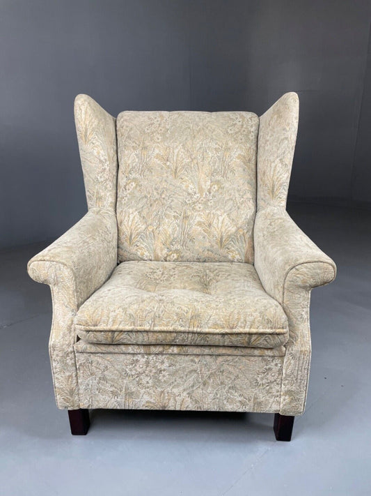 Danish Mid Century Floral Wing Back Armchair, Retro, Deco, Vintage EB4499 VCLO - UKDK FURNITURE