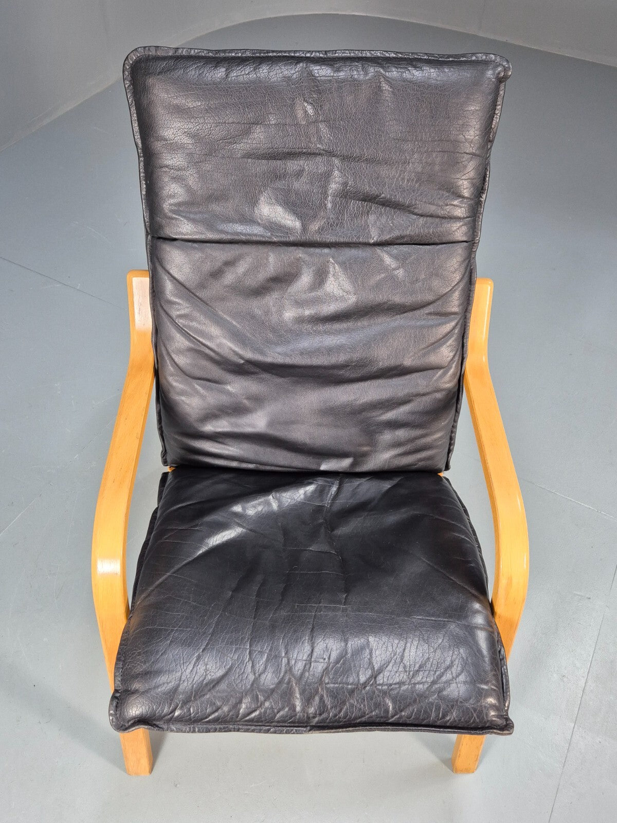 Vintage Stouby Black Leather Bentwood Armchair Retro Danish EB9297 MBEN - UKDK FURNITURE