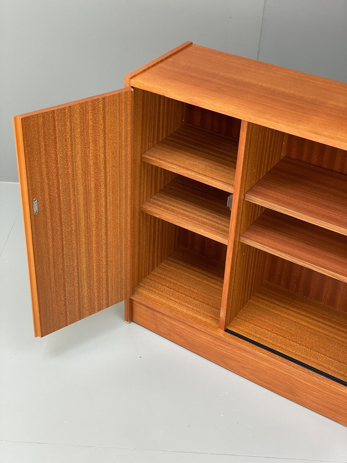 1970s Teak Shelving Unit Glass Doors And Cupboard Retro Bookcase EB8165 MWOO - UKDK FURNITURE