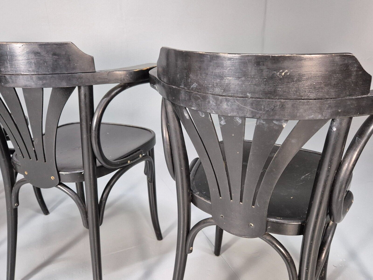 4 Vintage Bistro Chairs Black Thonet Style Czech Built Retro EB8859 VDIN - UKDK FURNITURE