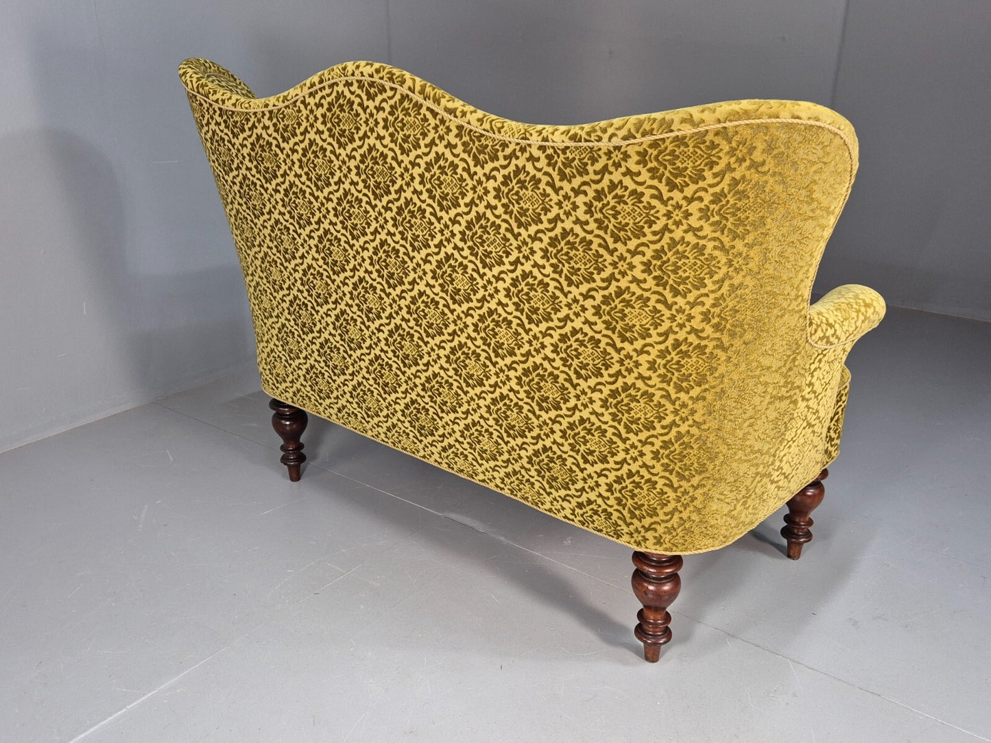 Antique 2 Seater Sofa Camel Back Gold Embossed Velour Danish Design EB9580 V2SS - UKDK FURNITURE
