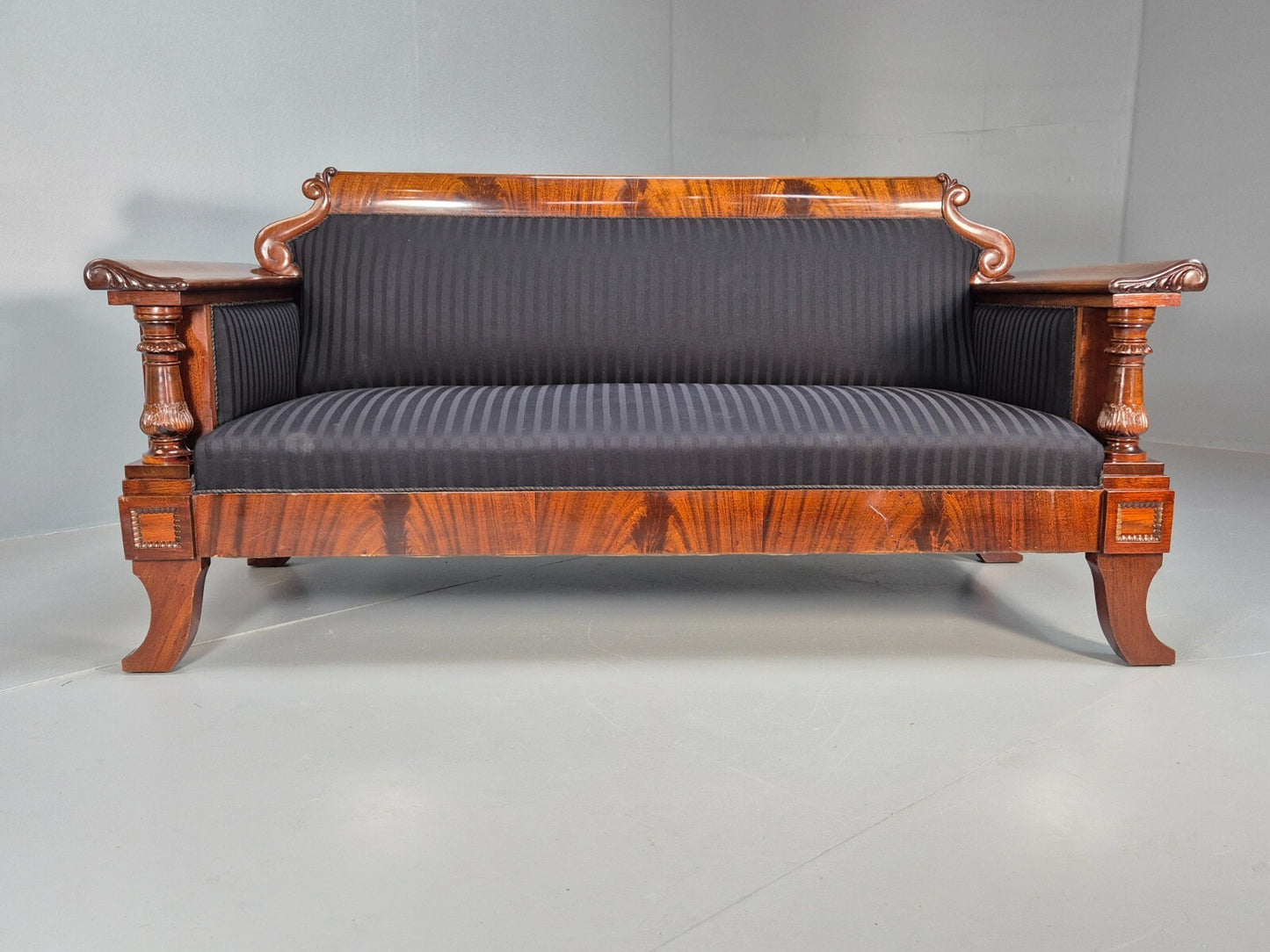 Vintage Scandinavian Biedermeier Mahogany Sofa Charcoal Antique EB9548 V3SS - UKDK FURNITURE