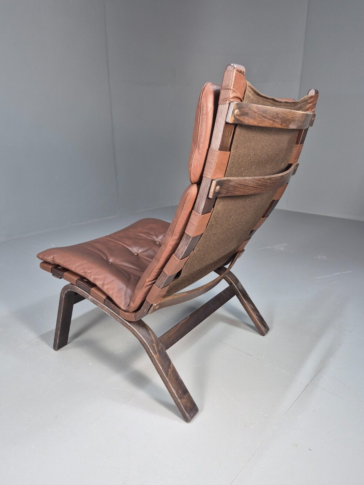 Vintage Danish Lounge Chair Brown Leather Bentwood Farstrup Retro EB8885a MBEN - UKDK FURNITURE