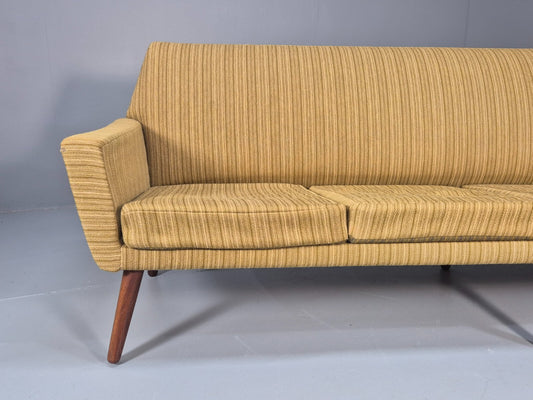 Danish 1960s 4 Seat Sofa Green Wool Teak Legs Retro Mid Century EB9746 M4SS - UKDK FURNITURE