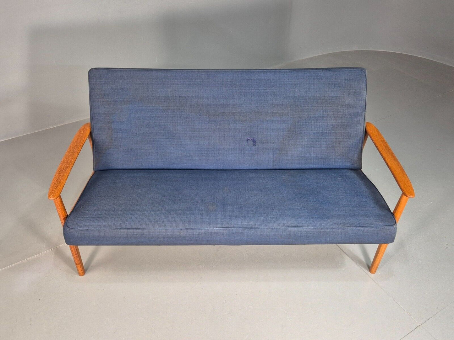 Vintage Swedish 2 Seat Sofa Blue Teak Frame 1960s Retro MCM EB7752 M3SS - UKDK FURNITURE