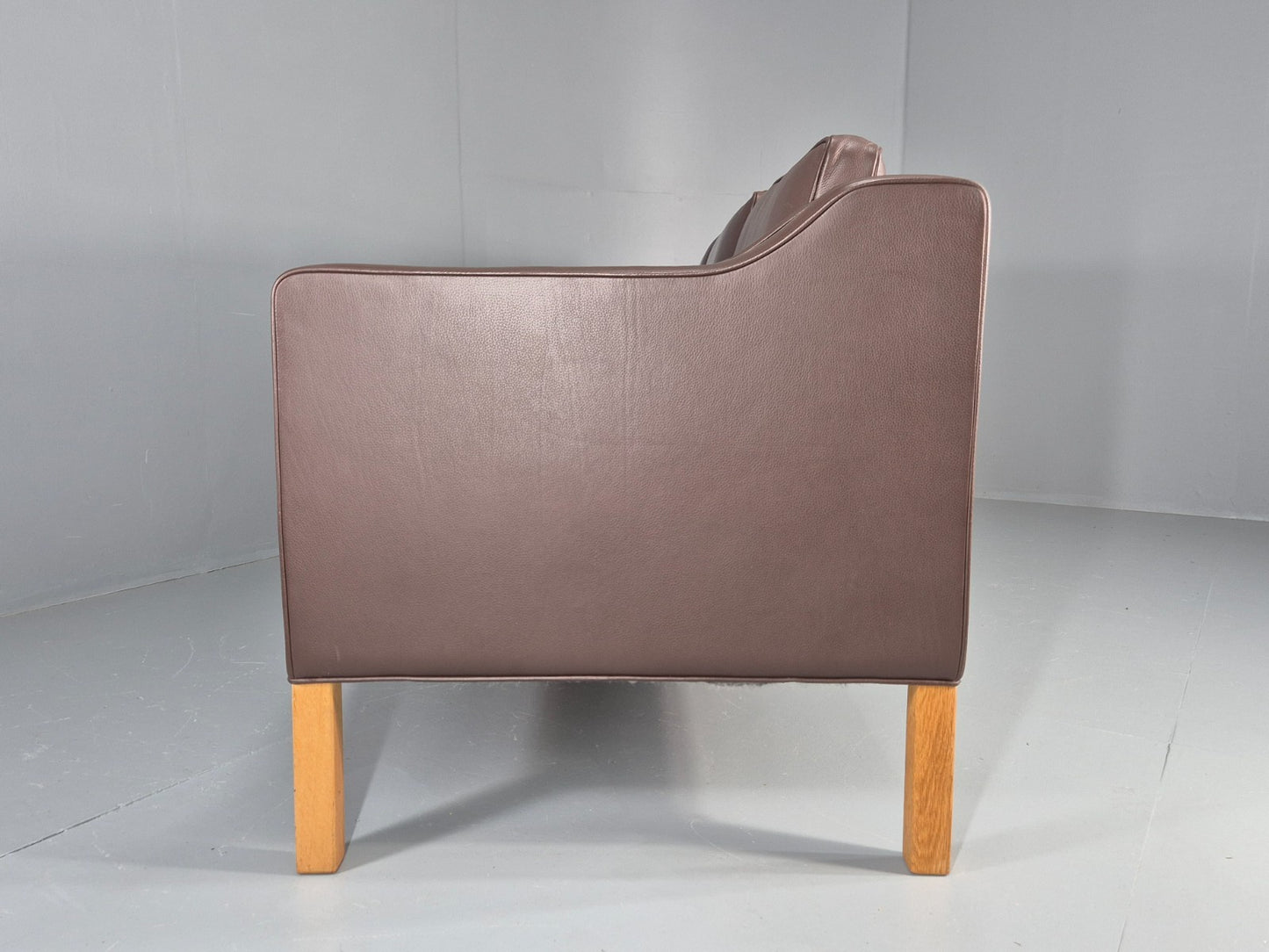 Vintage Danish 3 Seat Sofa Brown Leather Mogensen Style 1980s Retro EB10523 M3SS18