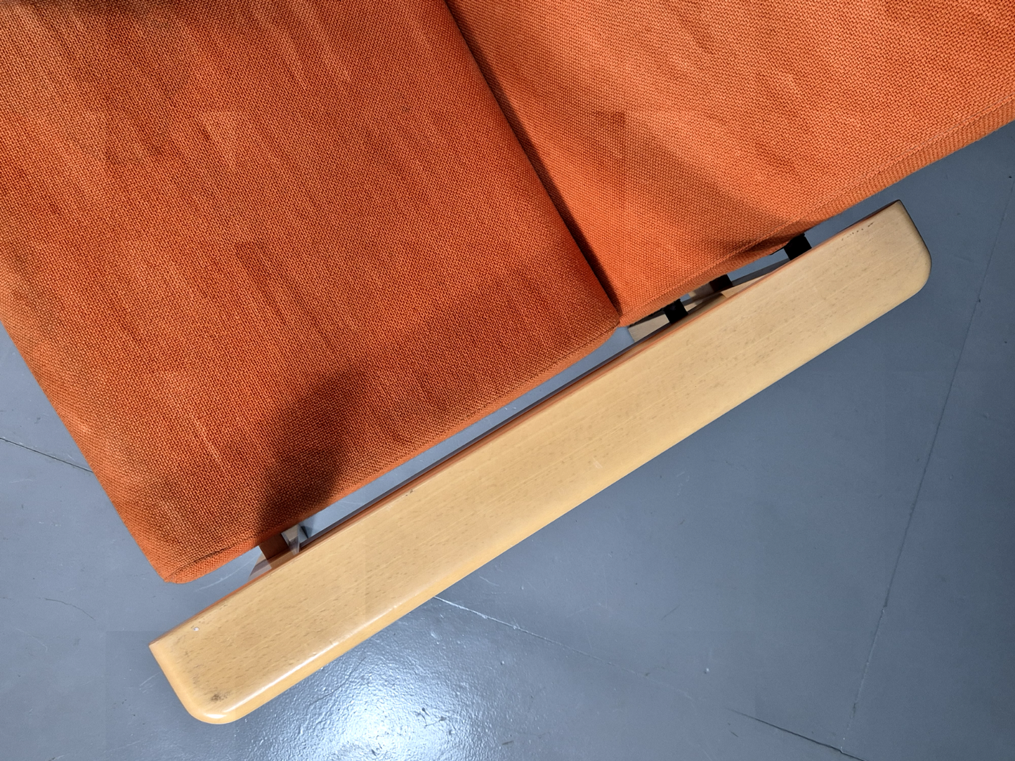 Vintage Danish Elbow Chair Orange Wool Beech Frame 1980s Retro EB7198 MNOR - UKDK FURNITURE