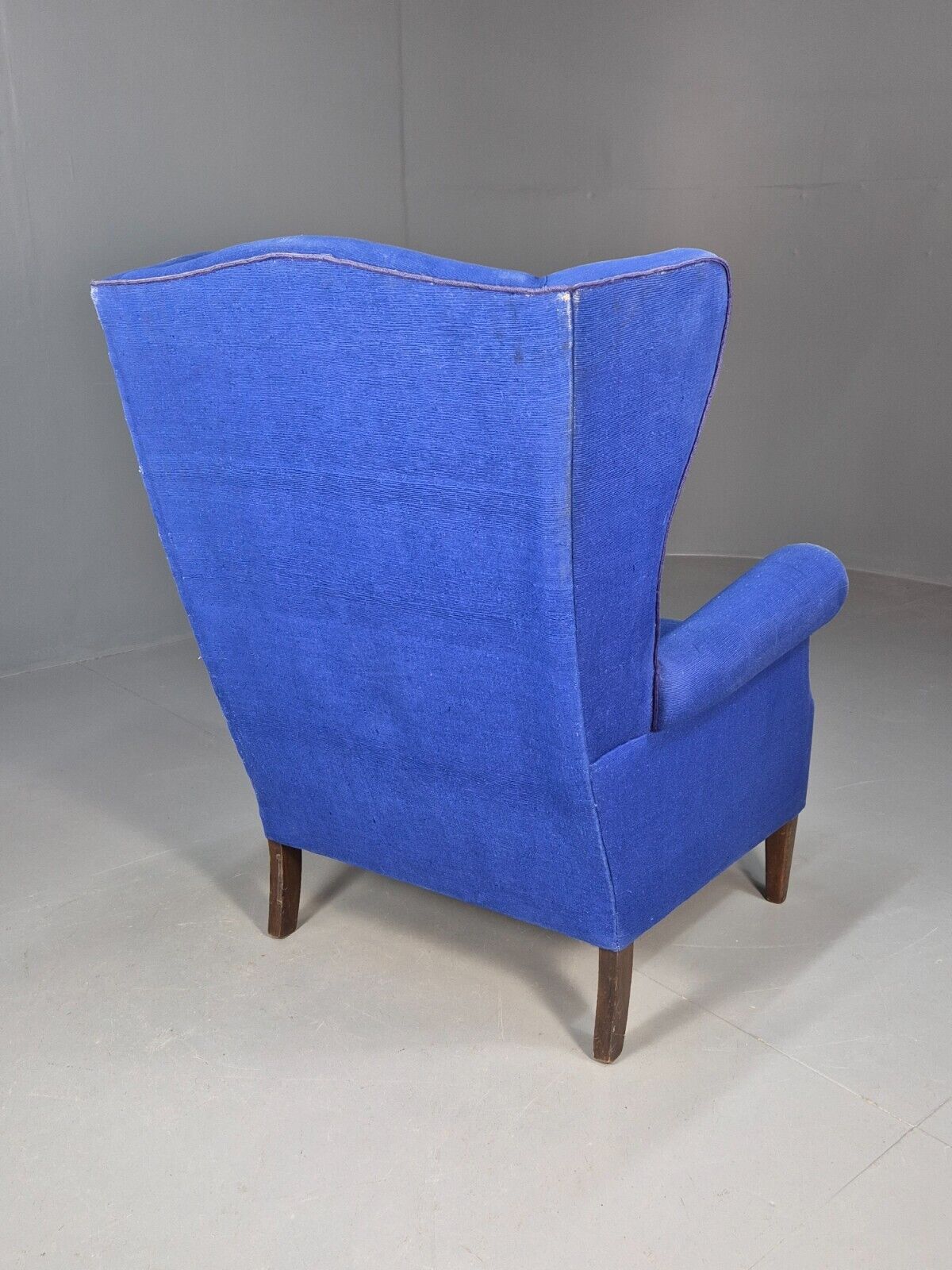 Vintage Danish Wingback Lounge Chair Blue Wool 1960s EB8468 VCLO - UKDK FURNITURE