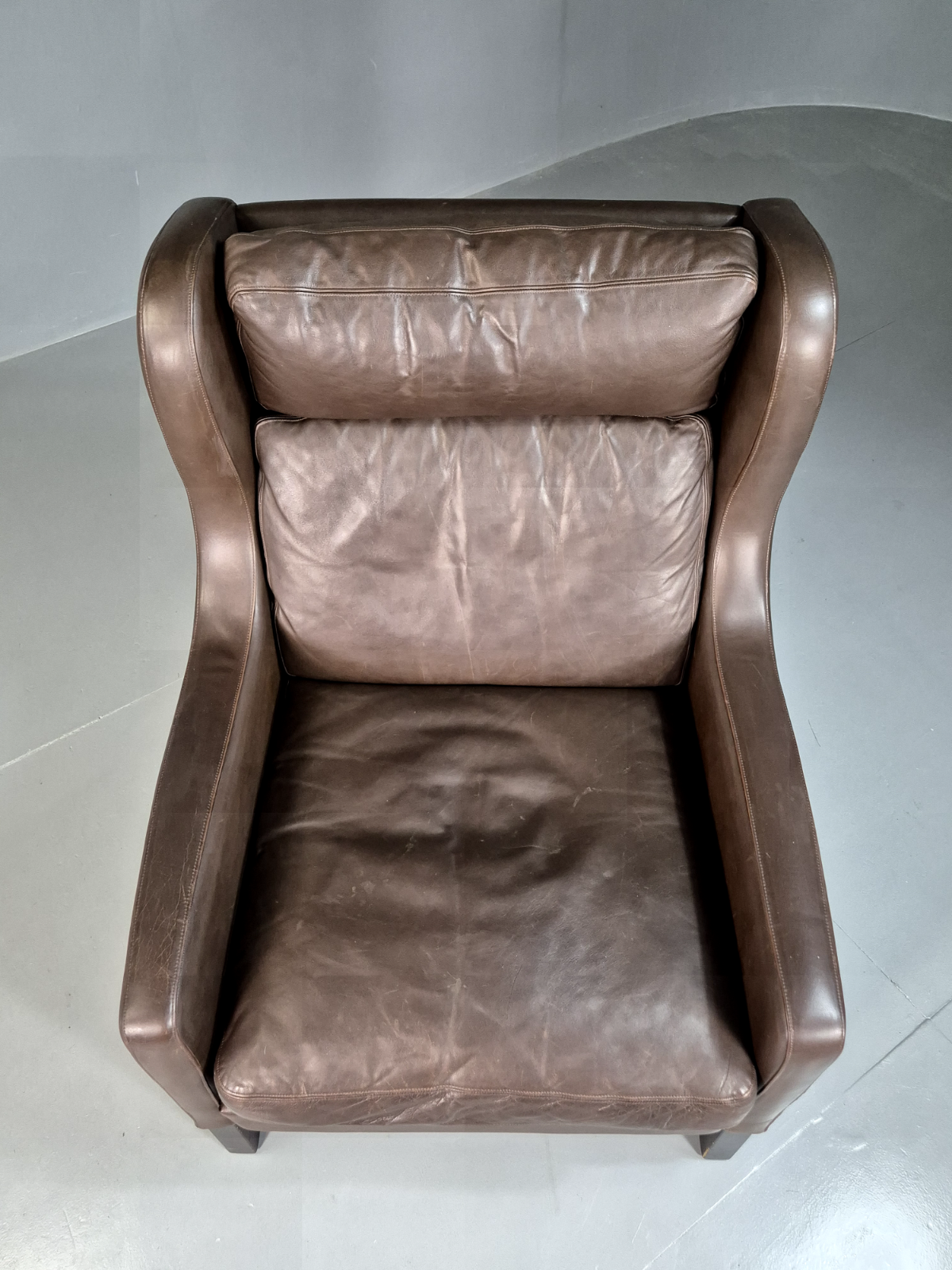 Vintage Danish Wingback Lounge Chair Brown Leather Mogensen Retro EB7211 MNOR - UKDK FURNITURE