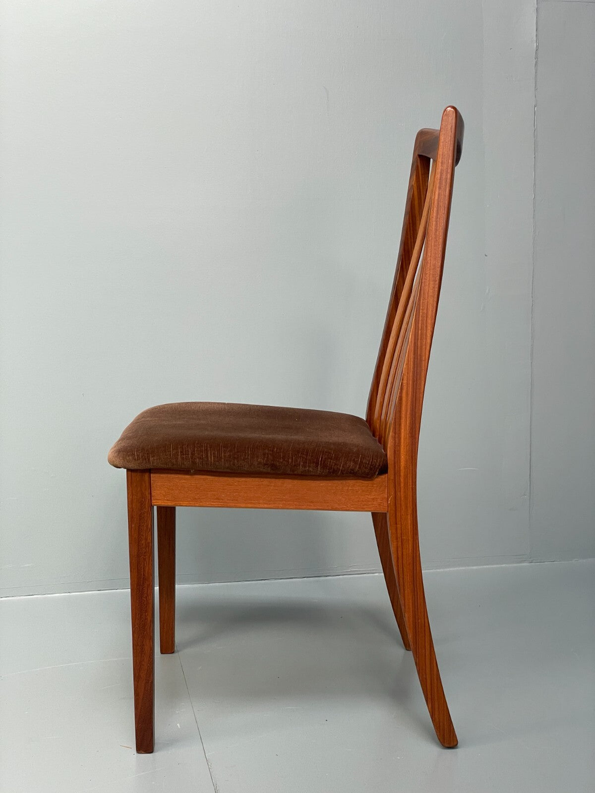 Vintage G Plan Fresco Teak Dining Chairs Six Brown Velour Retro EB9780 MDIN - UKDK FURNITURE