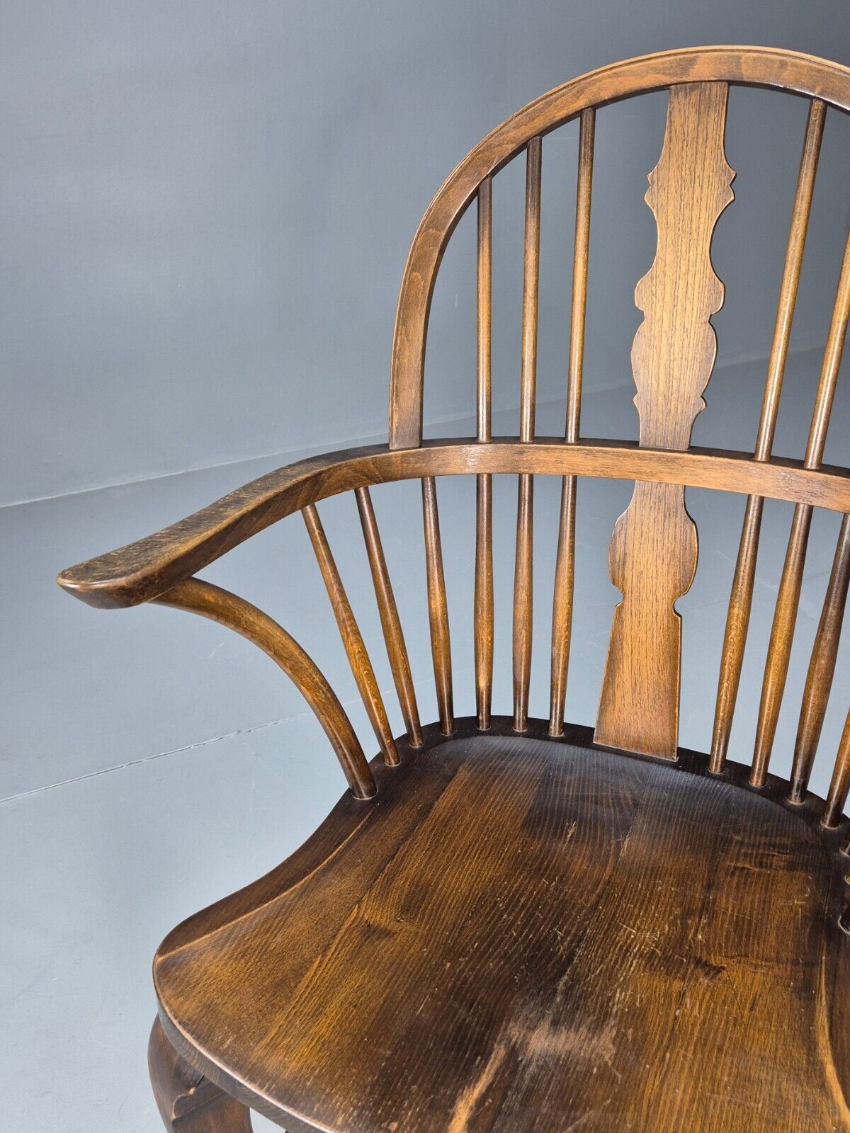 Vintage Windsor Chair Beech Wood Stickback Pad Feet Antique EB8961 VDIN - UKDK FURNITURE