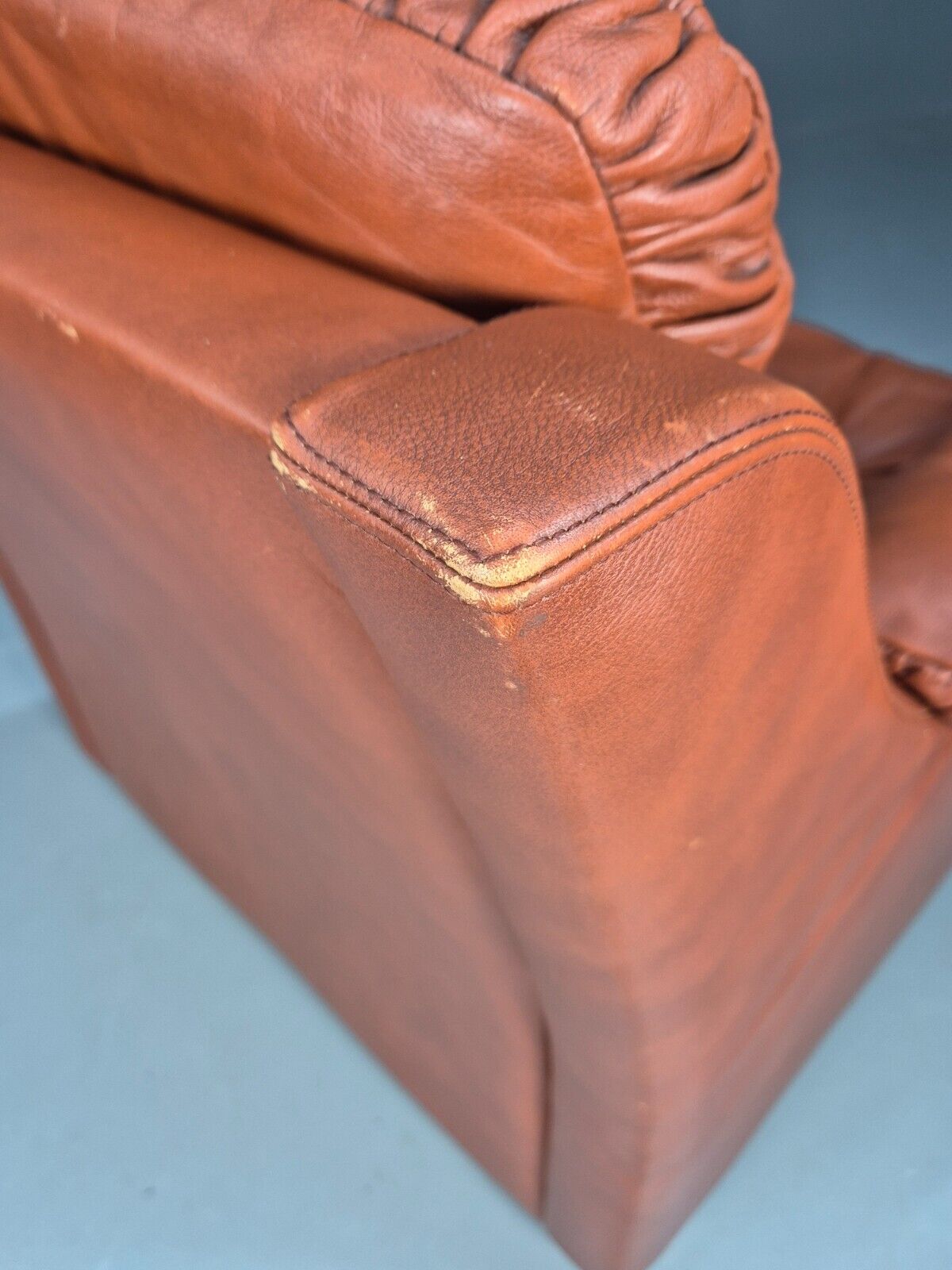 Vintage Danish Lounge Char Tan Leather 1970s Retro MCM EB8478 MNOR - UKDK FURNITURE
