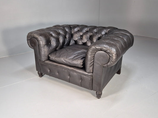 Vintage Black Leather Chesterfield Chair EB9471 VLEA - UKDK FURNITURE