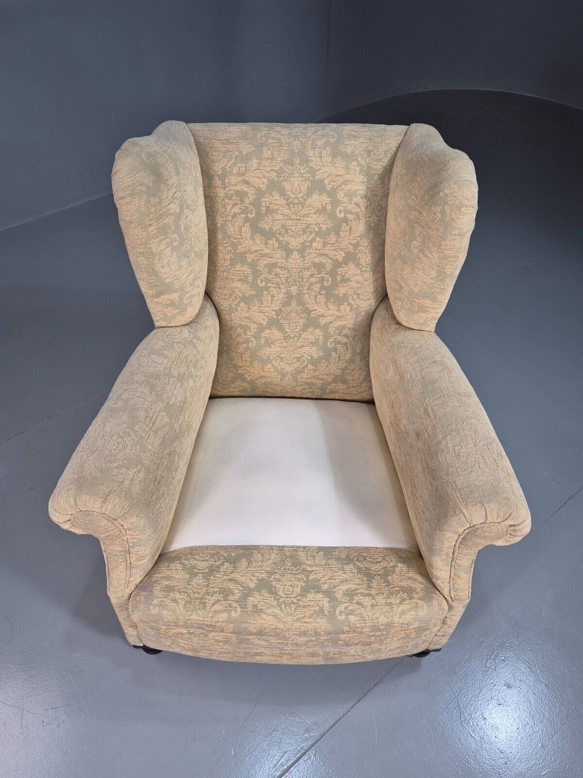Vintage Wing Back Lounge Chair Floral Damask Edwardian Antique EB7787 MNOR - UKDK FURNITURE