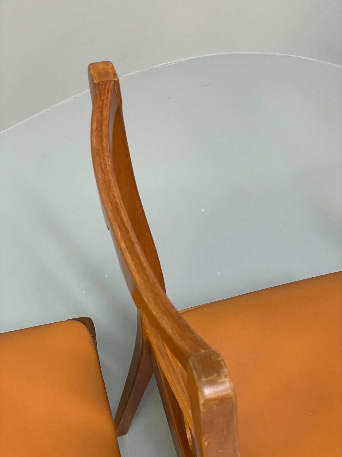 Vintage Nathan Tan Dining Chairs Set Of 4 Vinyl Mahogany 1970s EB9727 MDIN - UKDK FURNITURE