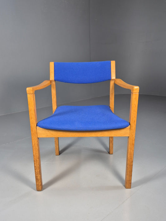 Vintage Danish Mid Century Armchair, Blue Cloth, Oak Frame 1970s MCM EB8944 MDIN - UKDK FURNITURE