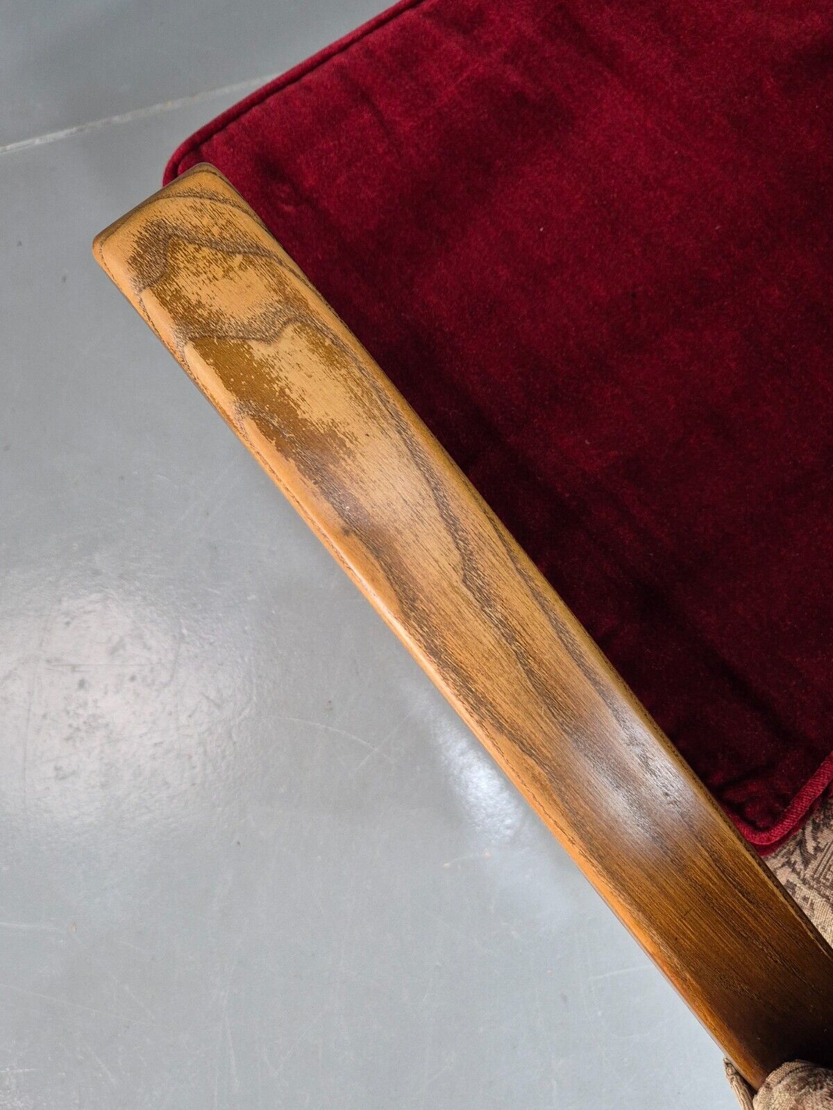 Vintage Wing Back Rocking Chair Floral Upholstery Beech Frame 1950s EB7936 MNOR - UKDK FURNITURE