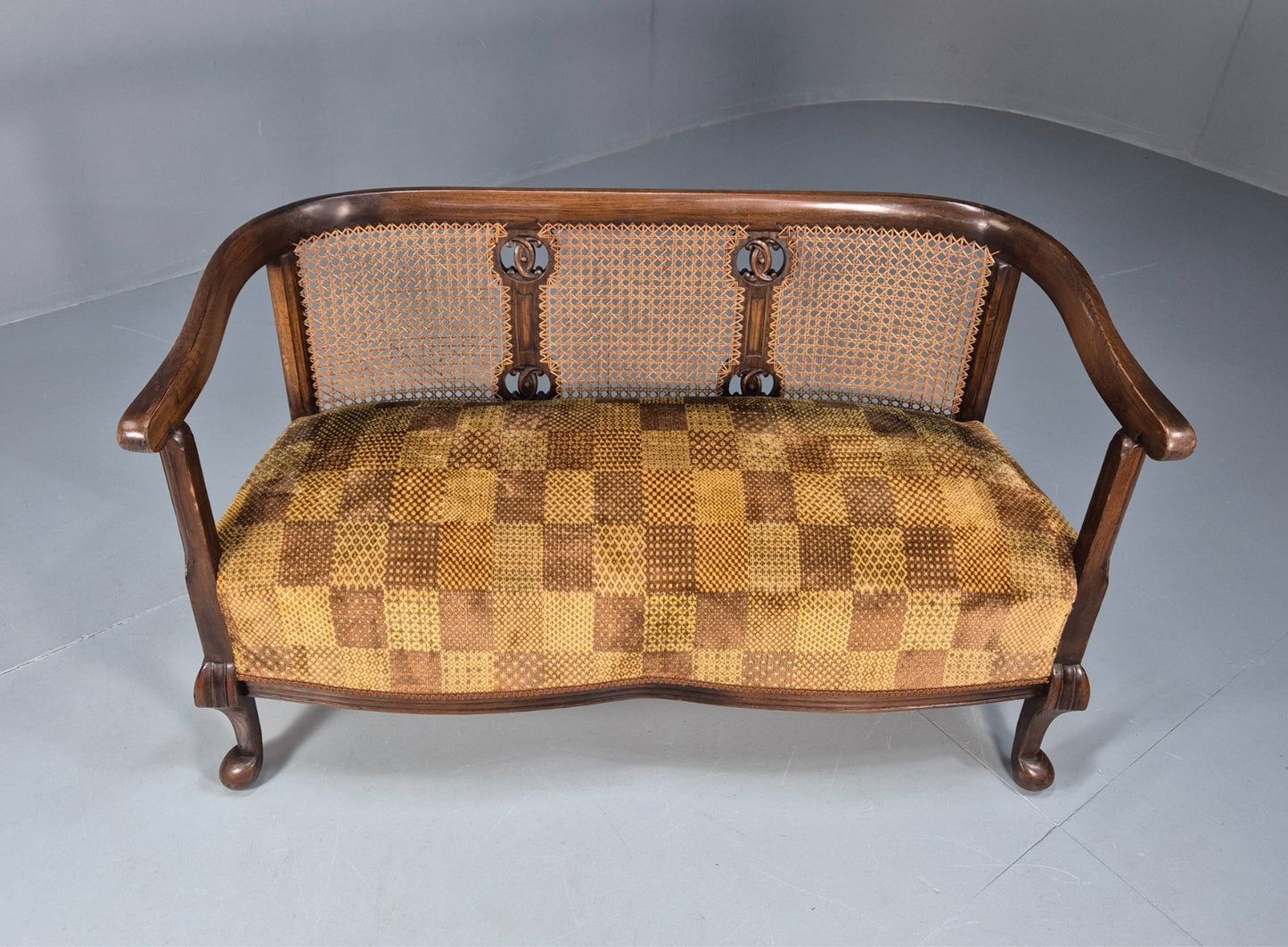 Art Deco Era Settee Two Seater Oak Frame `Bergere Back 1920s EB10692 VBER3