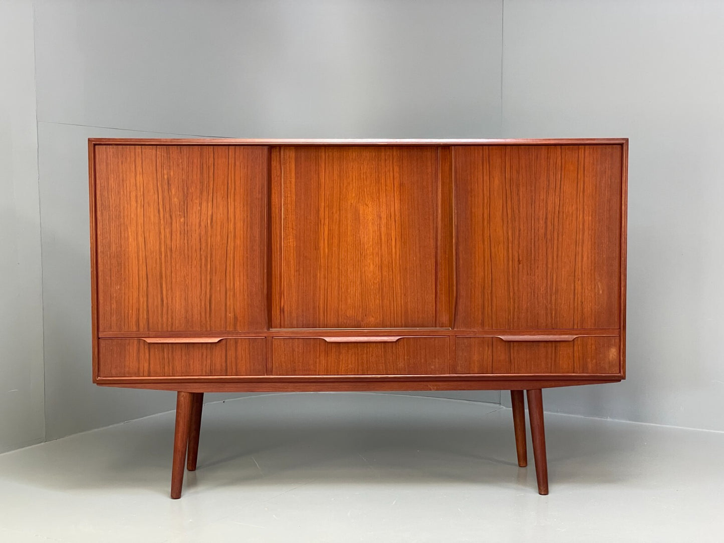 Vintage 1950s Danish Teak Highboard With Shelving Drawers EB8802 MWOO - UKDK FURNITURE