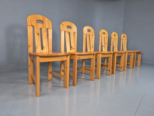 6 Vintage Italian Pine Dining Chairs Effezeta 1970s Brutalist Retro EB7929 MDIN - UKDK FURNITURE