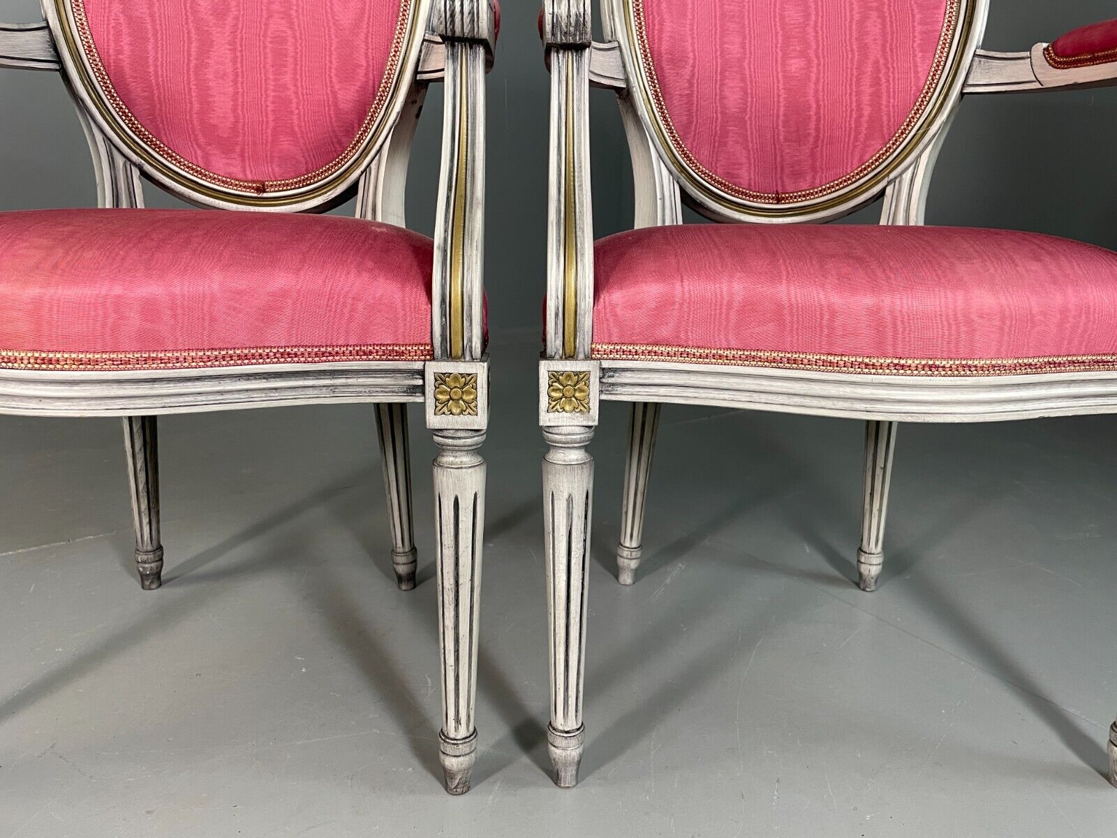2 Vintage Danish Fauteuils Pink Blue Louis XIV Antique Style EB6755 VCLO - UKDK FURNITURE