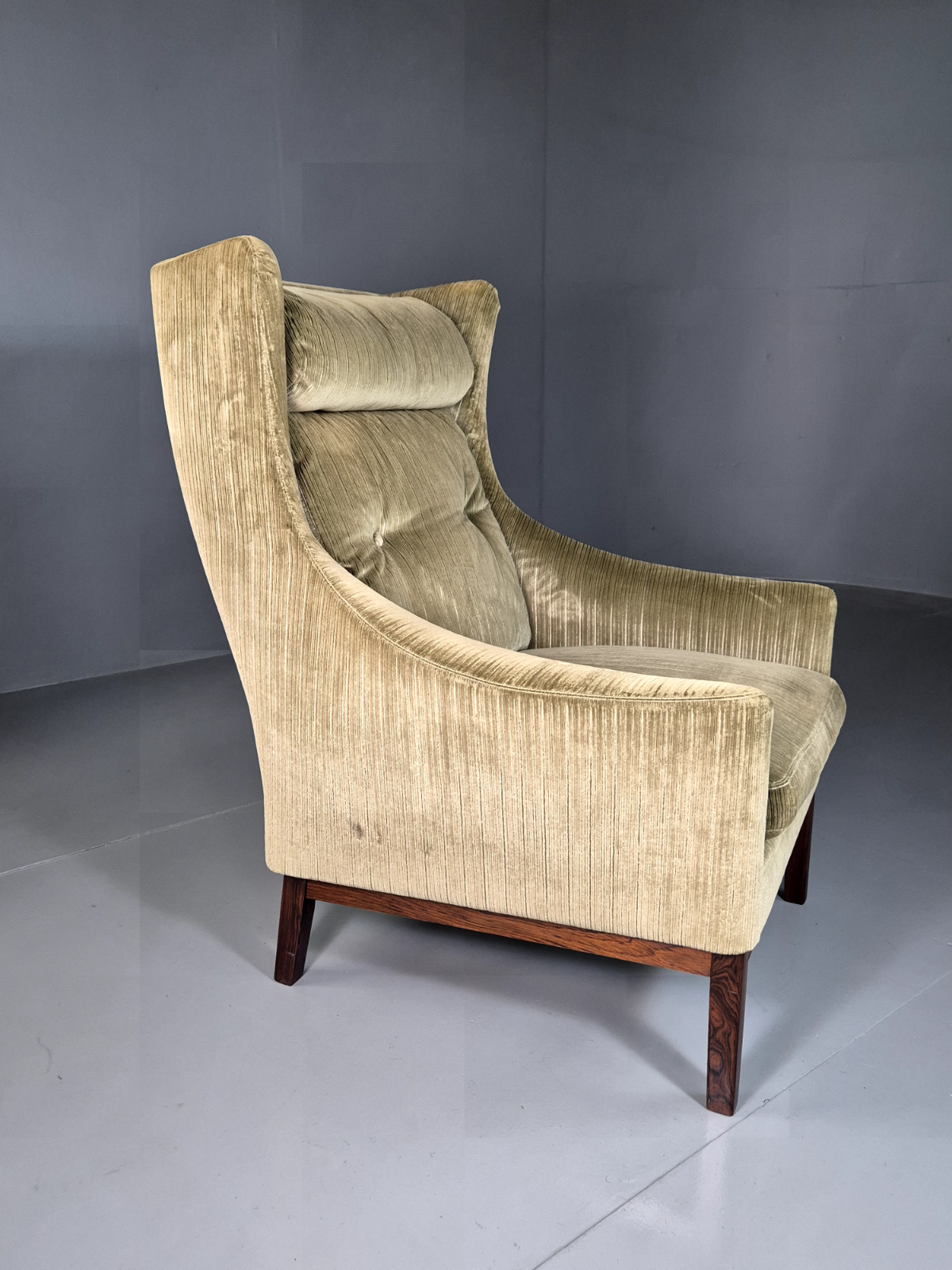 Vintage Swedish Wingback Chair Green Rosewood Bender Ikea 1960s MCM EB6997 MNOR - UKDK FURNITURE