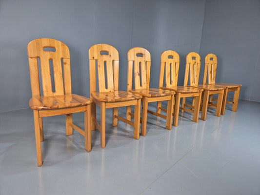 6 Vintage Italian Pine Dining Chairs Effezeta 1970s Brutalist Retro EB7930 MDIN - UKDK FURNITURE