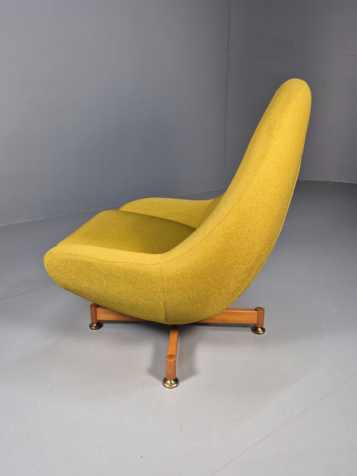 Vintage Greaves Thomas Teardrop Swivel Chair, Yellow Stretch Cover EB9222 MSWI - UKDK FURNITURE