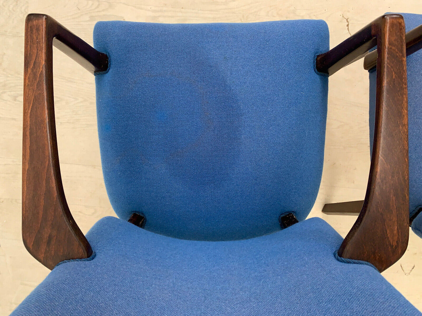 Set of Three Danish Beech Desk Chairs with Blue Wool Vintage EB3767 MDIN - UKDK FURNITURE