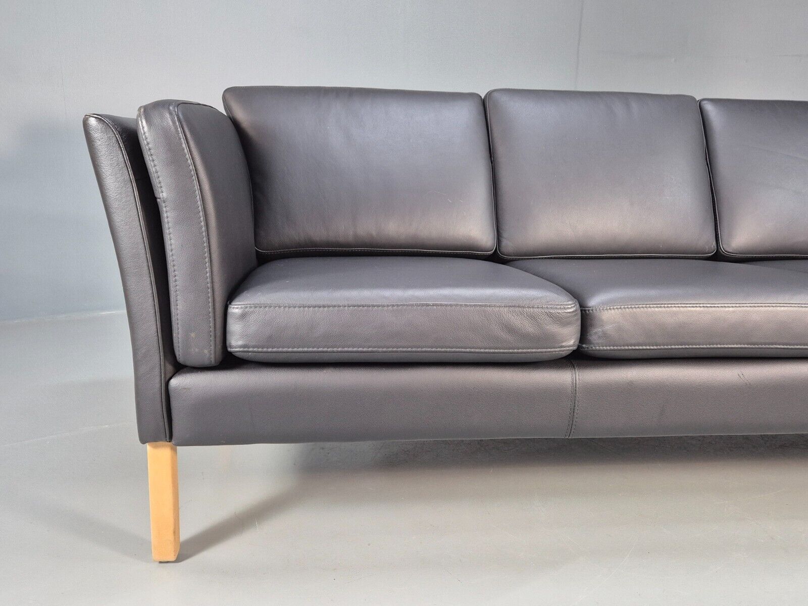 Vintage Danish 3 Seat Sofa Black Leather MId Century Retro 1980s EB8625 M3SS - UKDK FURNITURE