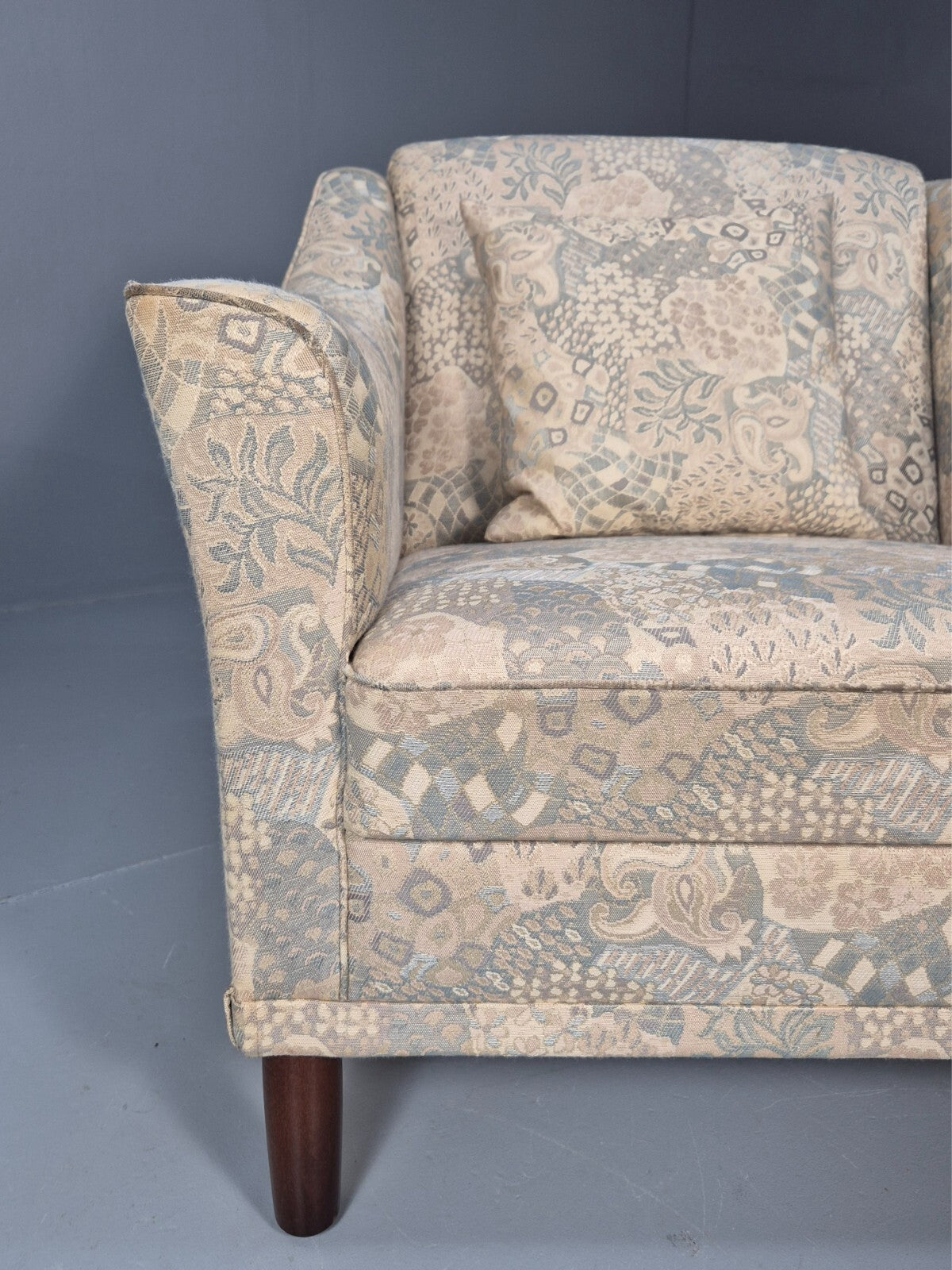Vintage Danish Lounge Chair Abstract Floral 1980s Material Retro EB09600 MNOR - UKDK FURNITURE