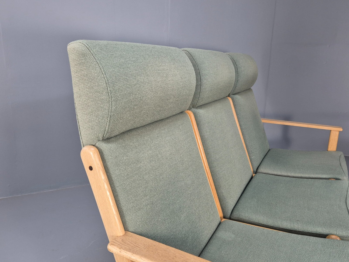 Green Wool and Oak Vintage Danish Sofa 1970s Modern Design Retro EB9263 M3SS - UKDK FURNITURE