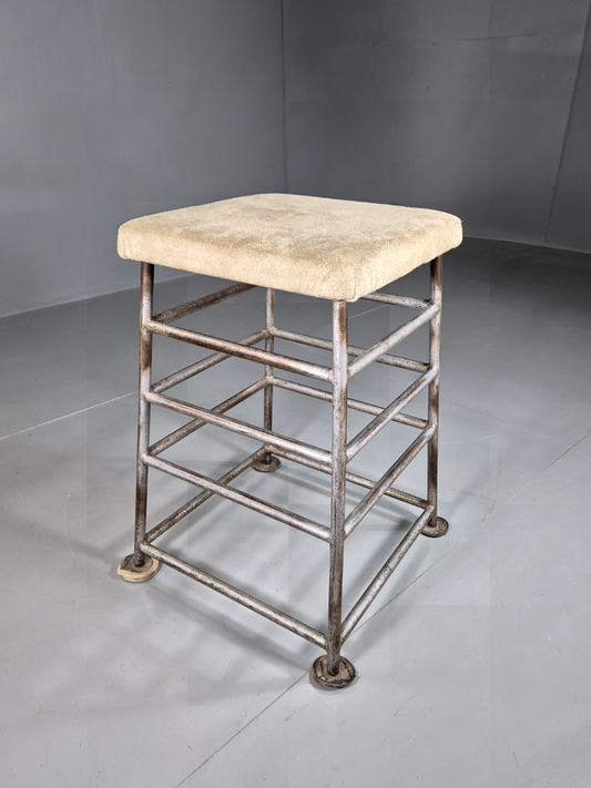 Vintage Gym Equipment Steel and Suede Pommel high Stool Mid 20th C EB7377 MFOO - UKDK FURNITURE
