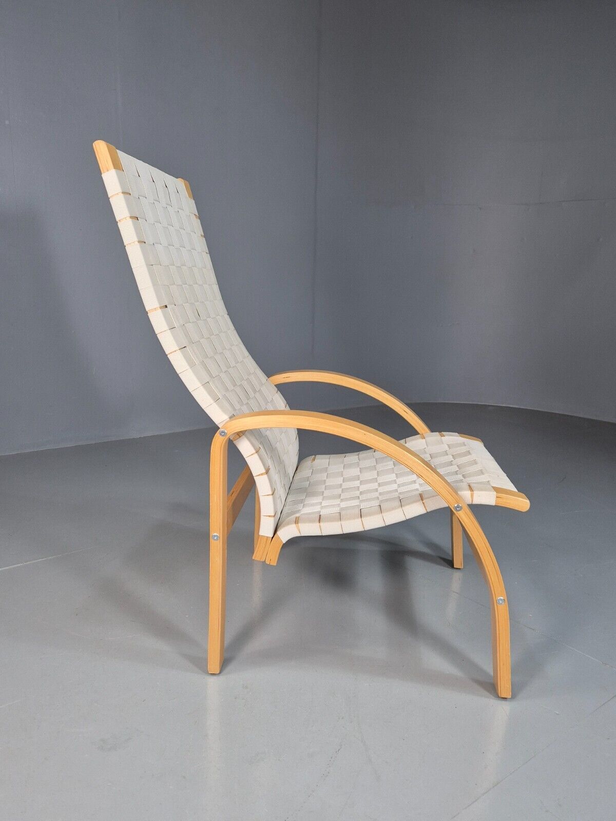 Vintage Danish Lounge Chair Canvas Bentwood Aalto Style 1980s Retro EB8240 MBEN - UKDK FURNITURE