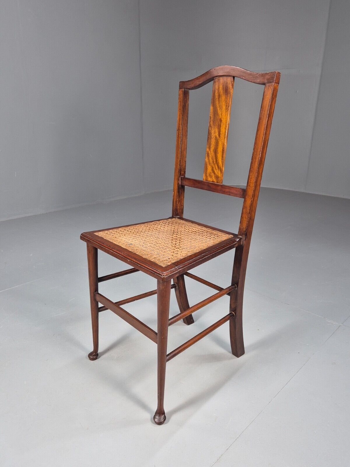 Vintage Dining Chair Rattan Mahogany Pad Feet Antique EB9150 VDIN - UKDK FURNITURE